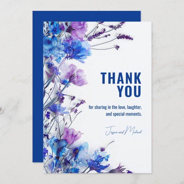 💍 Adorable Cornflower Dreams Thank You Card (Front/Back)
