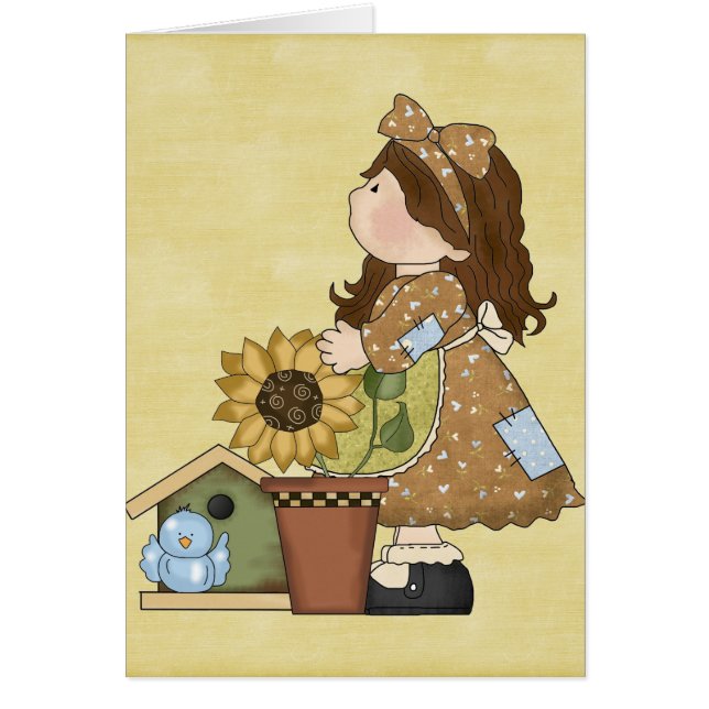 Adorable Country Doll with Sunflower (Front)