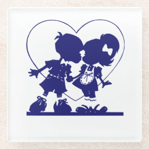 Adorable Couple in Love ❤ Glass Coaster