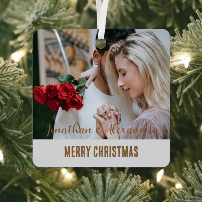 Adorable couple photo modern stylish text elegant  metal tree decoration (Insitu)