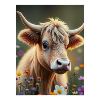 Adorable Cow Art Poster