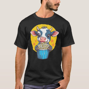Adorable Cow Enjoying Popcorn Delight T-Shirt