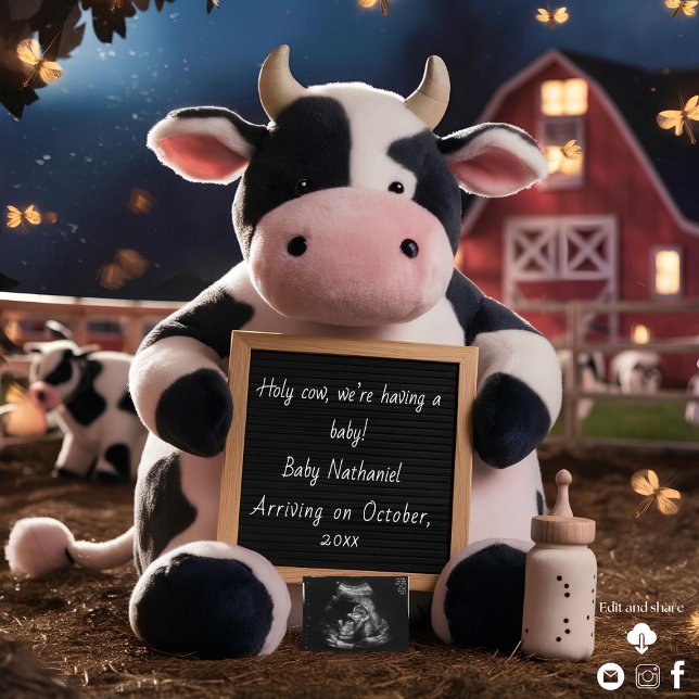 Adorable cow Farm-Themed pregnancy announcement  (Creator Uploaded)