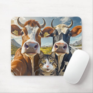 Adorable Cows and Cat Mouse Pad! Pad