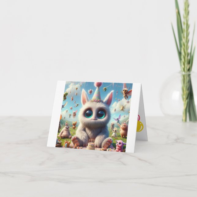 Adorable Creature Birthday Wishes  Card (Front)