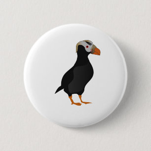 Adorable Crested Puffin Standing Cartoon 6 Cm Round Badge