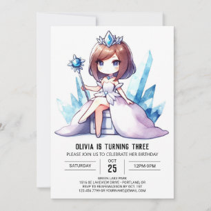 Adorable Crown Princess Birthday Invitation