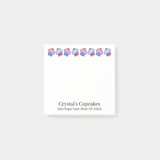 Adorable Cupcake Personalised  Post-it Notes (Front)