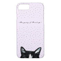 Adorable Curious Peeking Cat with Dots Add Name