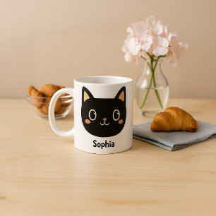 Adorable Custom Black Cat Mug