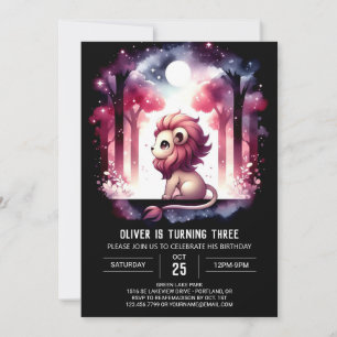 Adorable Custom Lion Birthday Invitation