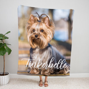Adorable Custom Pet Photo with Name Fleece Blanket