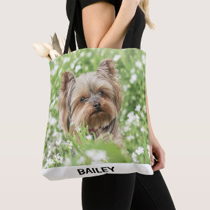 Adorable Custom Pet Photo with Name Tote Bag