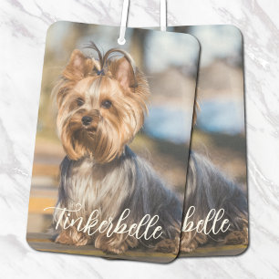 Adorable Custom Pet Photo with Script Name Car Air Freshener