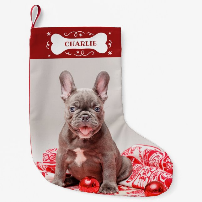 Adorable Custom Photo Pet Dog Small Christmas Stocking (Front)