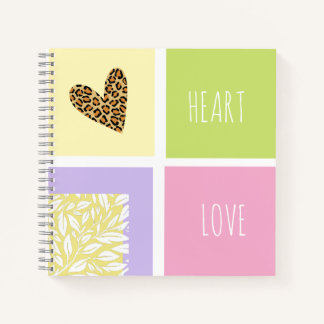 Adorable custom text backside Colour block pastel Notebook