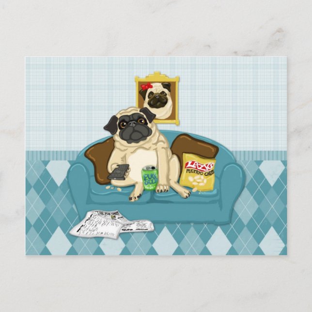 Adorable Customisable Couch Pugtato Tees, Gifts Postcard (Front)