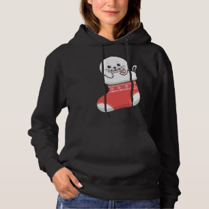 Adorable cute baby harp seal pup in Christmas stoc Hoodie