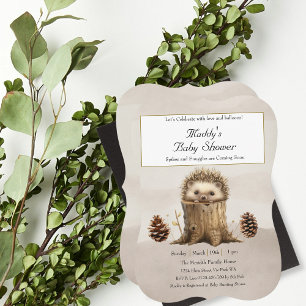 Adorable Cute Baby Hedgehog Baby Shower  Invitation
