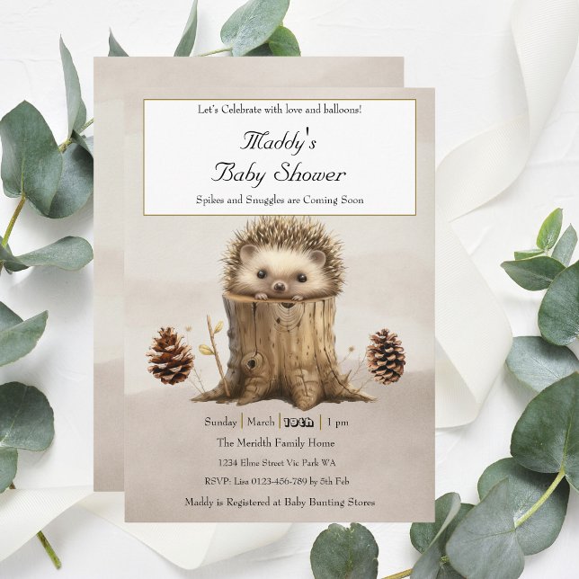 Adorable Cute Baby Hedgehog Baby Shower  Invitation (Creator Uploaded)