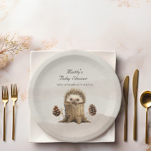 Adorable Cute Baby Hedgehog Baby Shower Paper Plate