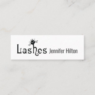 Adorable cute black cat fun lashes logo mini business card