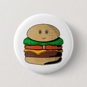 Adorable Cute Burger Hamburger Kawaii 6 Cm Round Badge