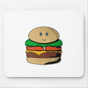 Adorable Cute Burger Hamburger Kawaii Mouse Pad