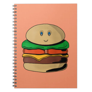 Adorable Cute Burger Hamburger Kawaii Notebook