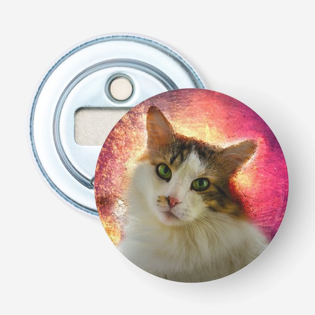 Adorable Cute Calico Cat Bottle Opener (Front)