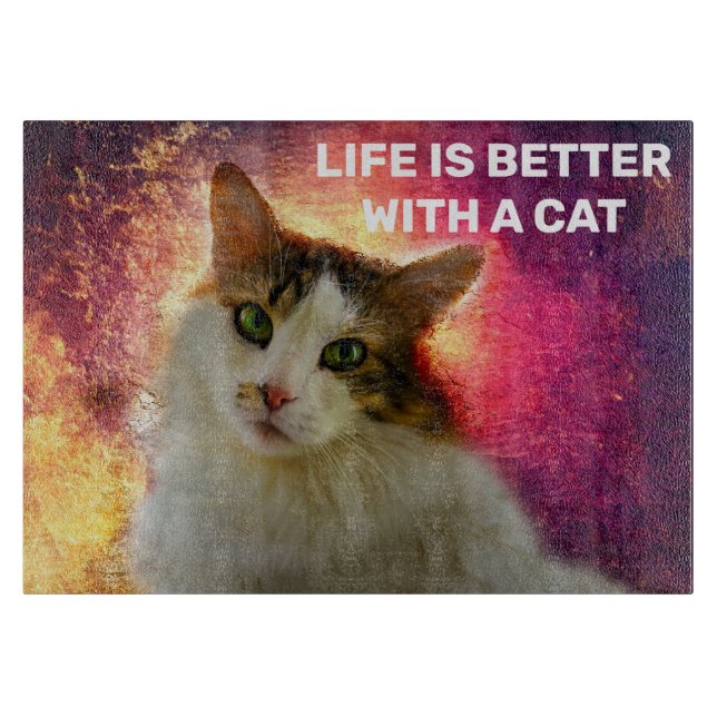 Adorable Cute Calico Cat Cutting Board (Front)