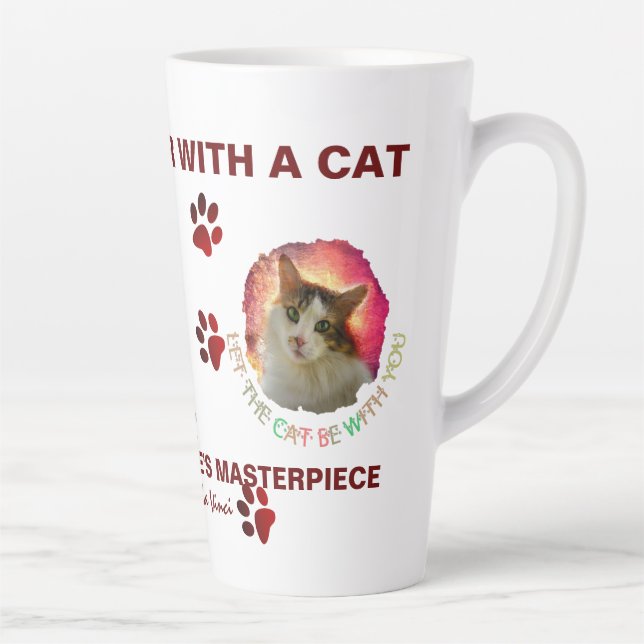 Adorable Cute Calico Cat Latte Mug (Right)