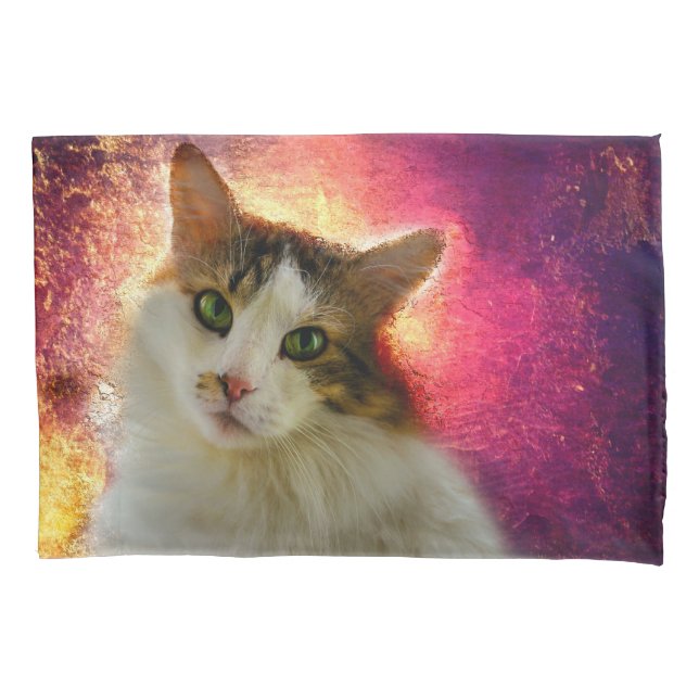 Adorable Cute Calico Cat Pillowcase (Front)