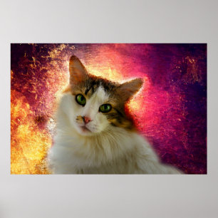 Adorable Cute Calico Cat Poster