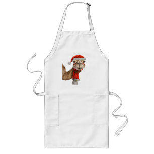 Adorable Cute Camel Wearing Santa Hat Christmas v2 Long Apron