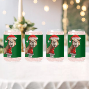 Adorable Cute Camel Wearing Santa Hat Christmas v3 Can Glass