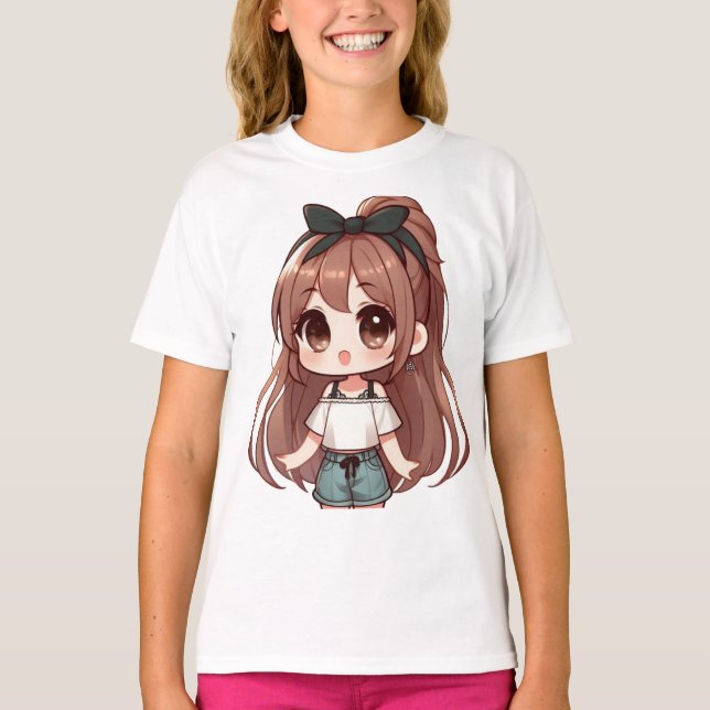  Adorable cute Cartoon Girl T-Shirt (Front)