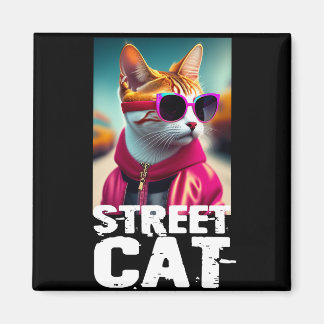 Adorable Cute Cat in Pink Tracksuit Magnet