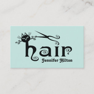 Adorable cute chic black cat hair logo business card