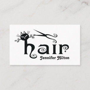 Adorable cute chic black cat hair logo business card