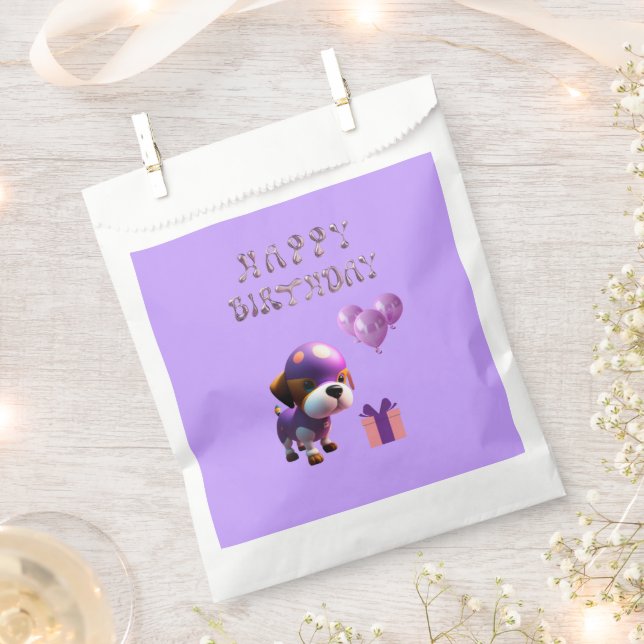 Adorable Cute Dog Children’s Birthday Party  Favour Bags (Clipped)