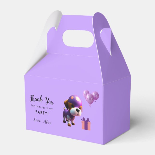 Adorable Cute Dog Children’s Birthday Party  Favour Box (Front Side)
