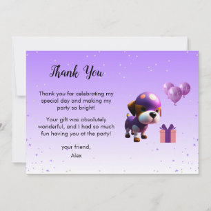 Adorable Cute Dog Children’s Birthday Party Thank You Card