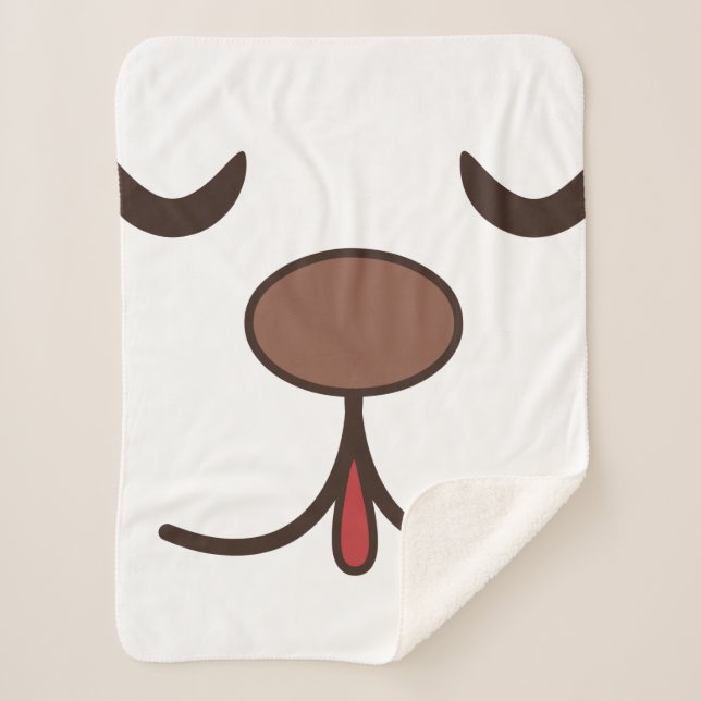 Adorable cute dog face kids white sherpa blanket (Front)
