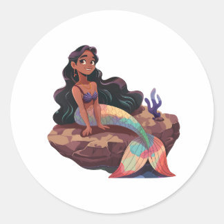 Adorable Cute Elegant Mermaid Classic Round Sticker