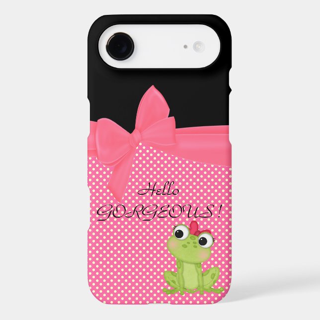 Adorable Cute Frog on Polka Dots-Hello Gorgeous Case-Mate iPhone Case (Back)