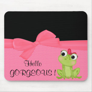 Adorable Cute Frog on Polka Dots-Hello Gorgeous Mouse Pad