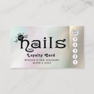 Adorable cute fun nails cat logo loyalty card