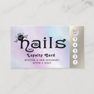 Adorable cute fun nails cat logo loyalty card
