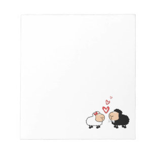Adorable cute funny cartoon sheep in love notepad